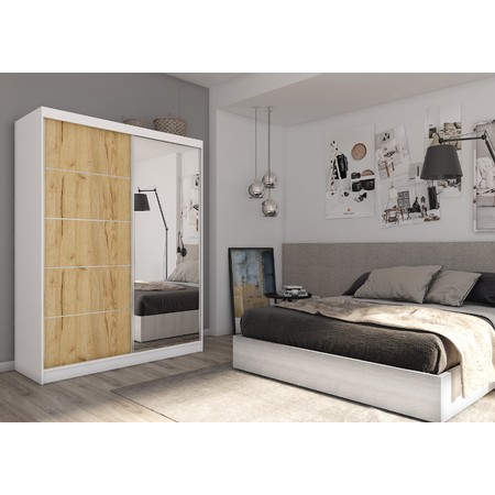 Kvalitní Šatní Skříň Makira 240 cm Bílá/dub artisan