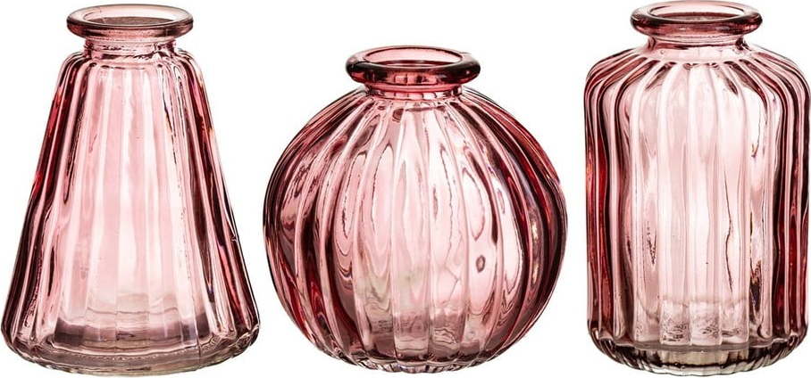 Sada 3 růžových skleněných váz Sass & Belle Bud Sass & Belle