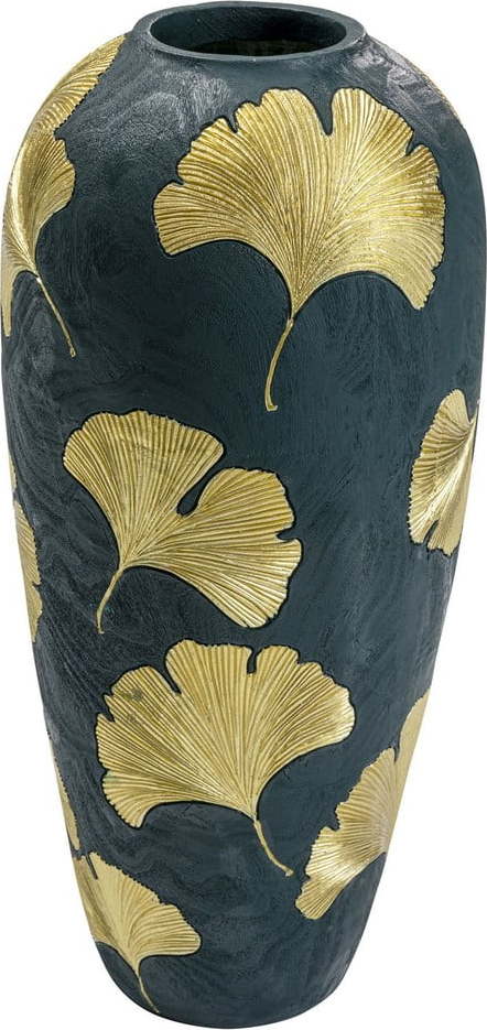 Tmavě zelená váza se zlatými listy Kare Design legance