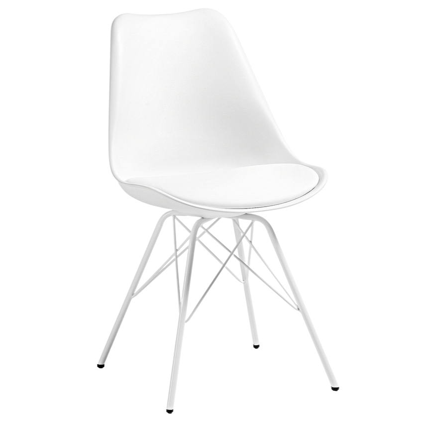 Bílá koženková jídelní židle Kave Home Ralf s kovovou podnoží Kave Home
