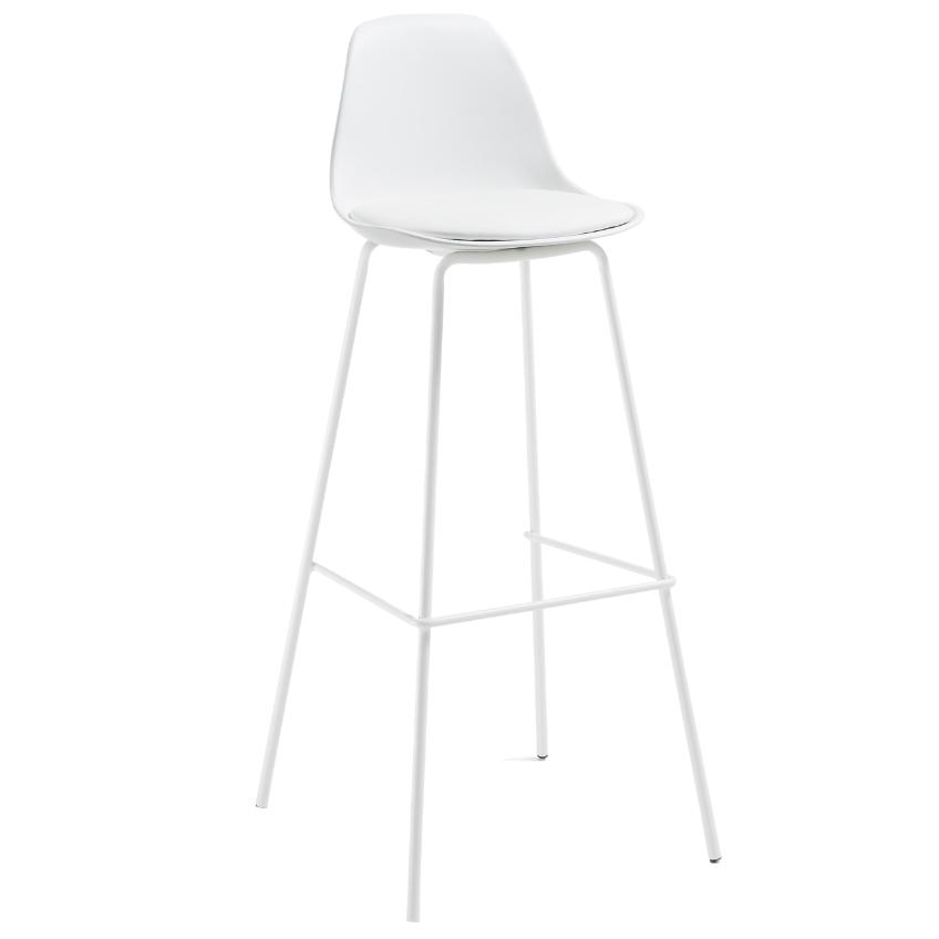 Bílá koženková barová židle Kave Home Brighter 75 cm Kave Home