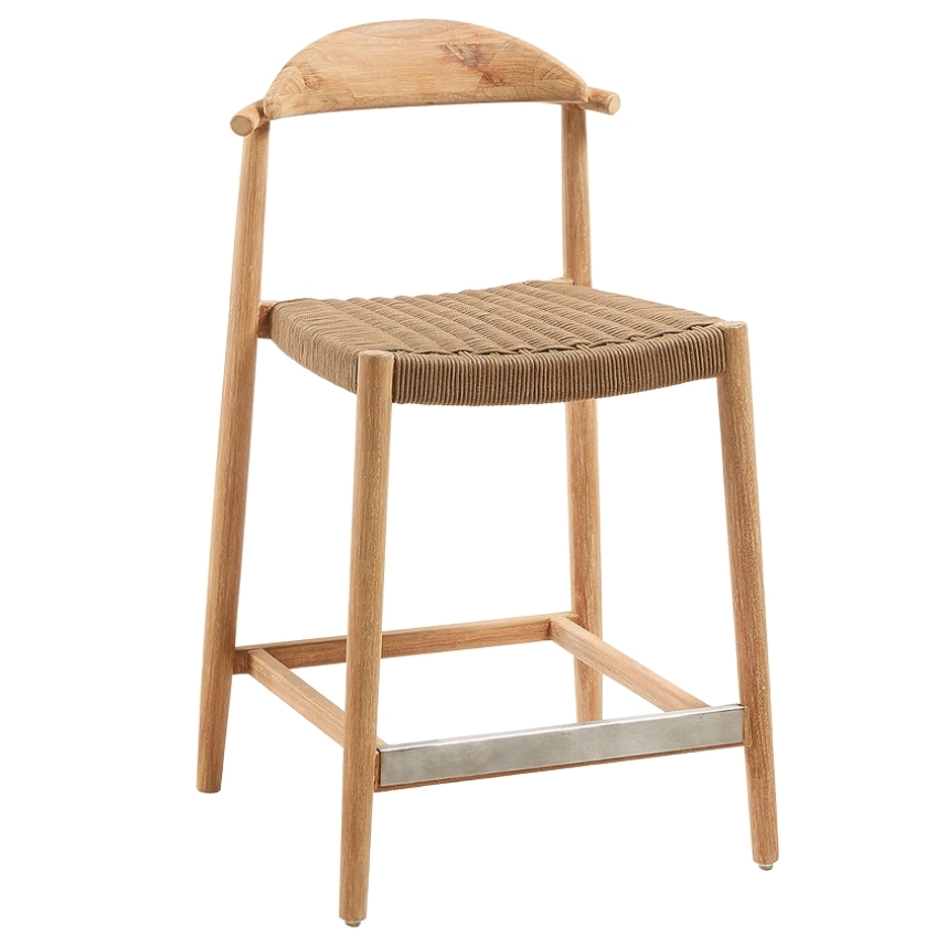 Dřevěná barová židle Kave Home Nina 62 cm s hnědým výpletem Kave Home