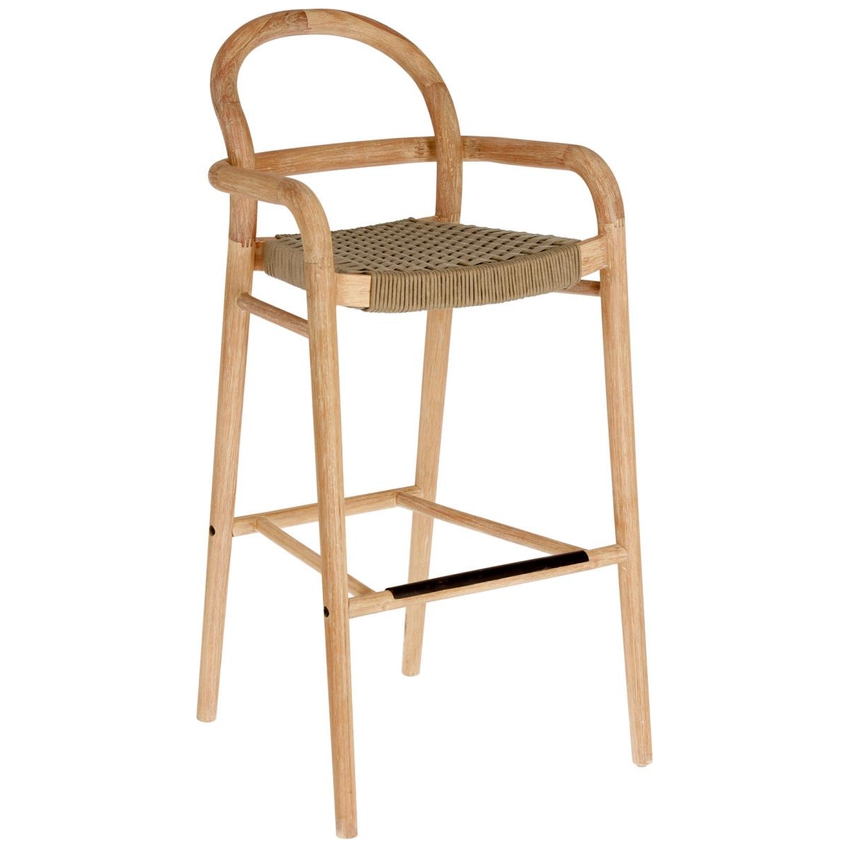 Dřevěná barová židle Kave Home Sheryl 79 cm s béžovým výpletem Kave Home