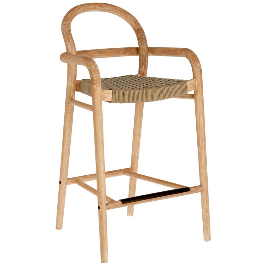 Dřevěná barová židle Kave Home Sheryl 69 cm s béžovým výpletem Kave Home