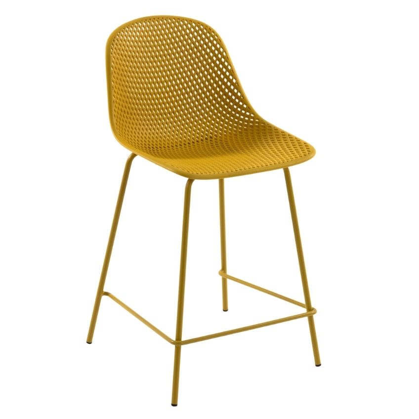 Žlutá plastová barová židle Kave Home Quinby 65 cm Kave Home