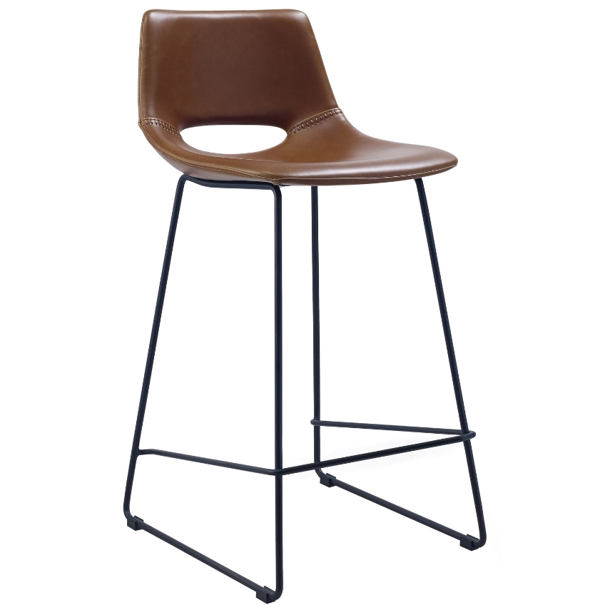 Koňakově hnědá koženková barová židle Kave Home Zahara 65 cm Kave Home