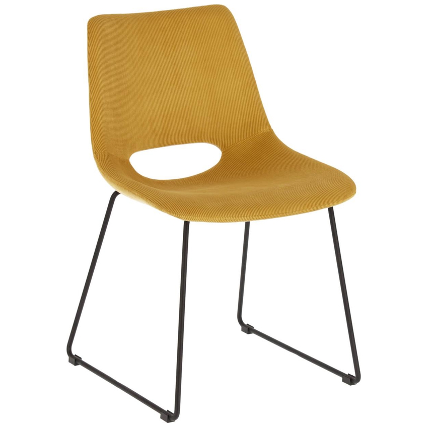 Hořčicově žlutá manšestrová jídelní židle Kave Home Zahara Kave Home