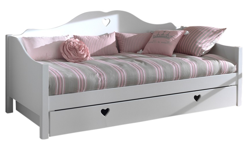 Bílá dřevěná dětská postel/pohovka Vipack Amori 90 x 200 cm se zásuvkou Vipack