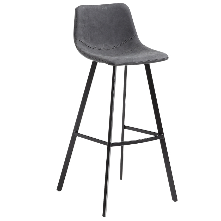 Grafitově černá koženková barová židle Kave Home Alve 80 cm Kave Home