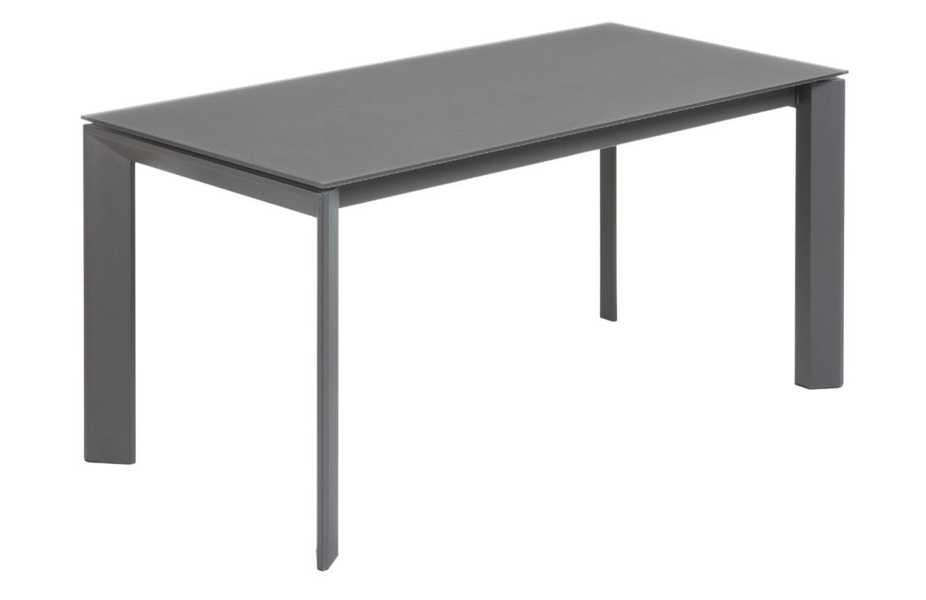Tmavě šedý skleněný rozkládací jídelní stůl Kave Home Axis 160/220x90 cm Kave Home