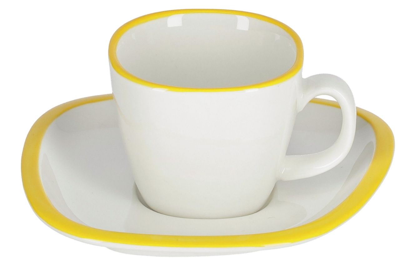 Bílo žlutý porcelánový šálek a podšálek Kave Home Odalin 90 ml Kave Home