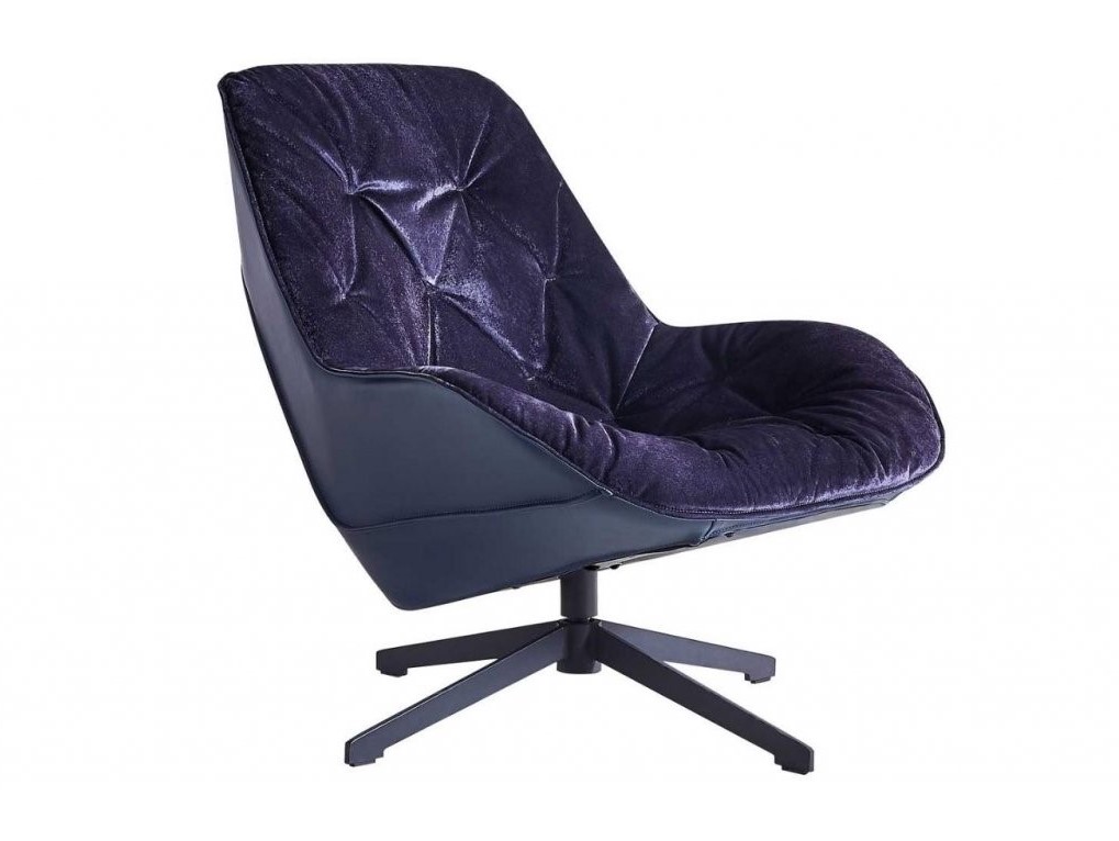 Modro fialové sametové otočné lounge křeslo Miotto Falcone Miotto