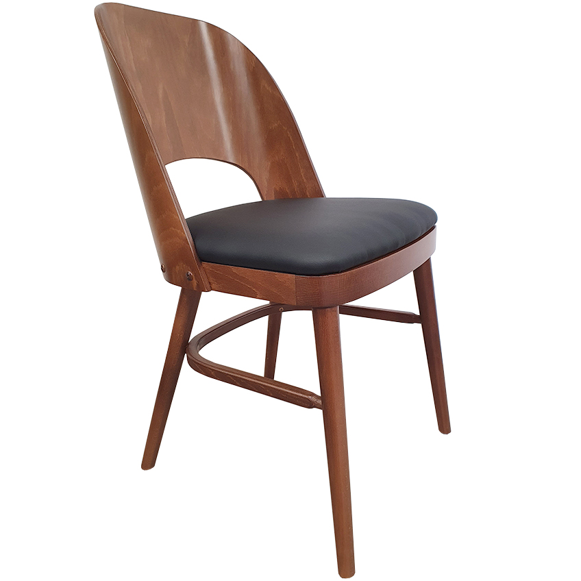Form Wood Hnědá buková jídelní židle Jordan s černým koženkovým sedákem Form Wood