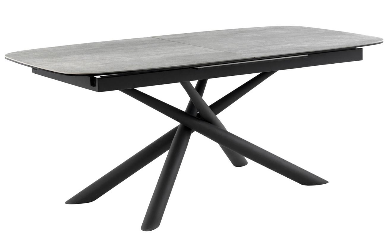 Světle šedý keramický rozkládací jídelní stůl Somcasa Ness 177/237 x 95 cm s černou podnoží Somcasa