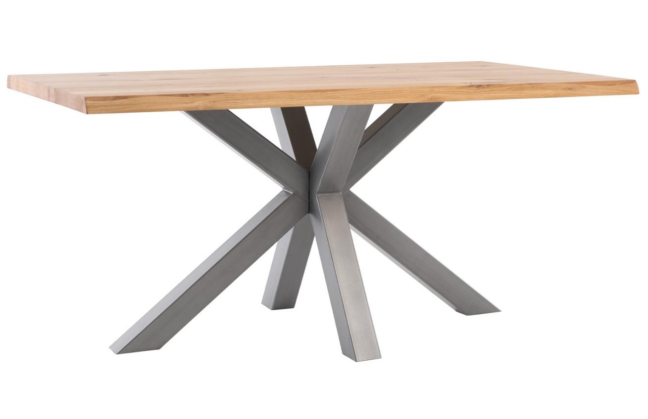 Dubový jídelní stůl Somcasa Grace 160 x 90 cm s šedou podnoží Somcasa