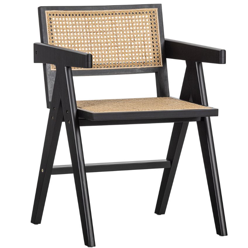 Hoorns Černá borovicová jídelní židle Ginniena s výpletem Hoorns