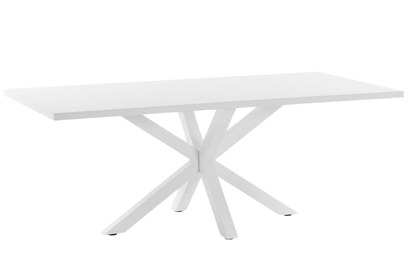 Bílý jídelní stůl Kave Home Argo 180 x 100 cm s bílou kovovou podnoží Kave Home
