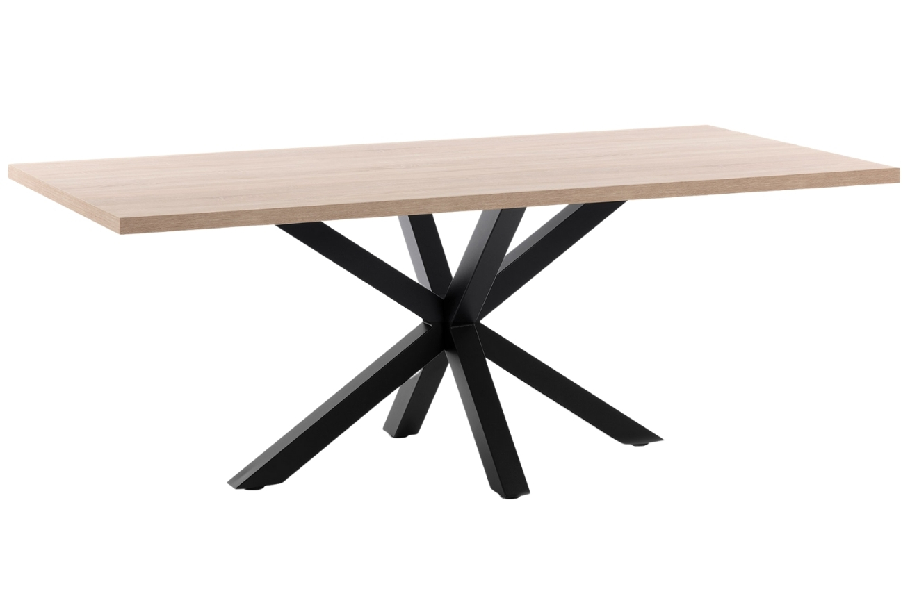 Dubový jídelní stůl Kave Home Argo 180 x 100 cm s černou kovovou podnoží Kave Home