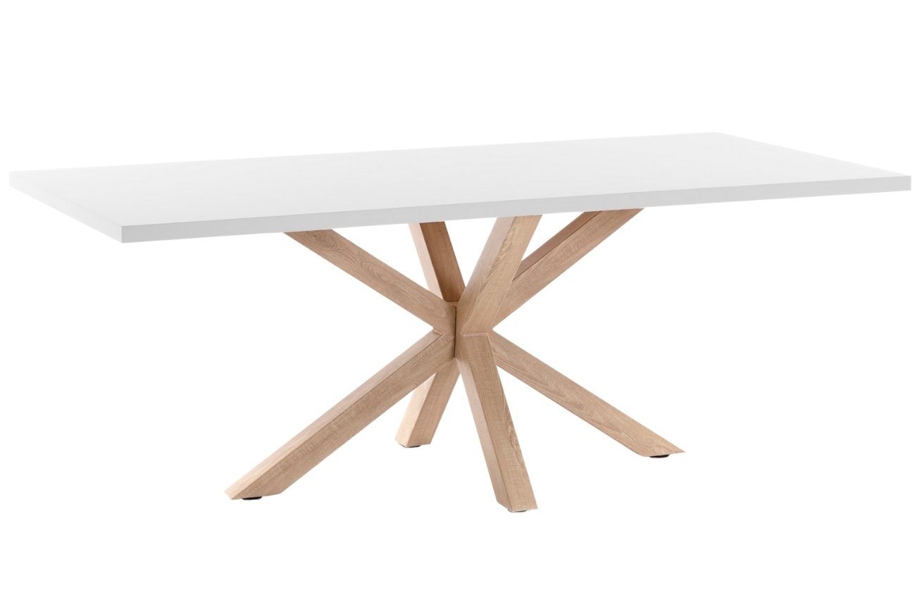 Bílý jídelní stůl Kave Home Argo 200 x 100 cm s přírodní kovovou podnoží Kave Home