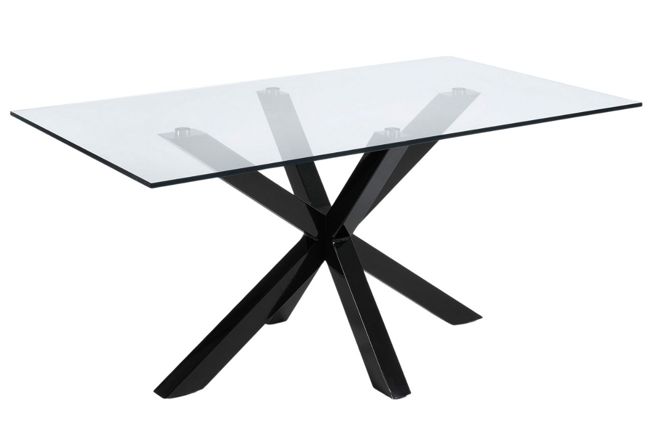 Skleněný jídelní stůl Kave Home Argo 160 x 90 cm s černou kovovou podnoží Kave Home