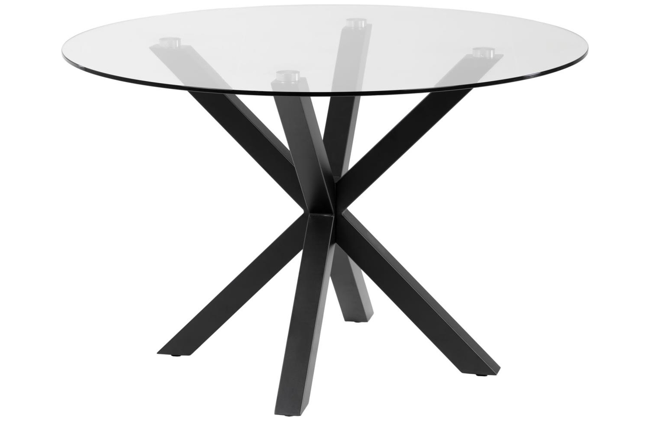 Skleněný jídelní stůl Kave Home Argo 119 cm s černou kovovou podnoží Kave Home