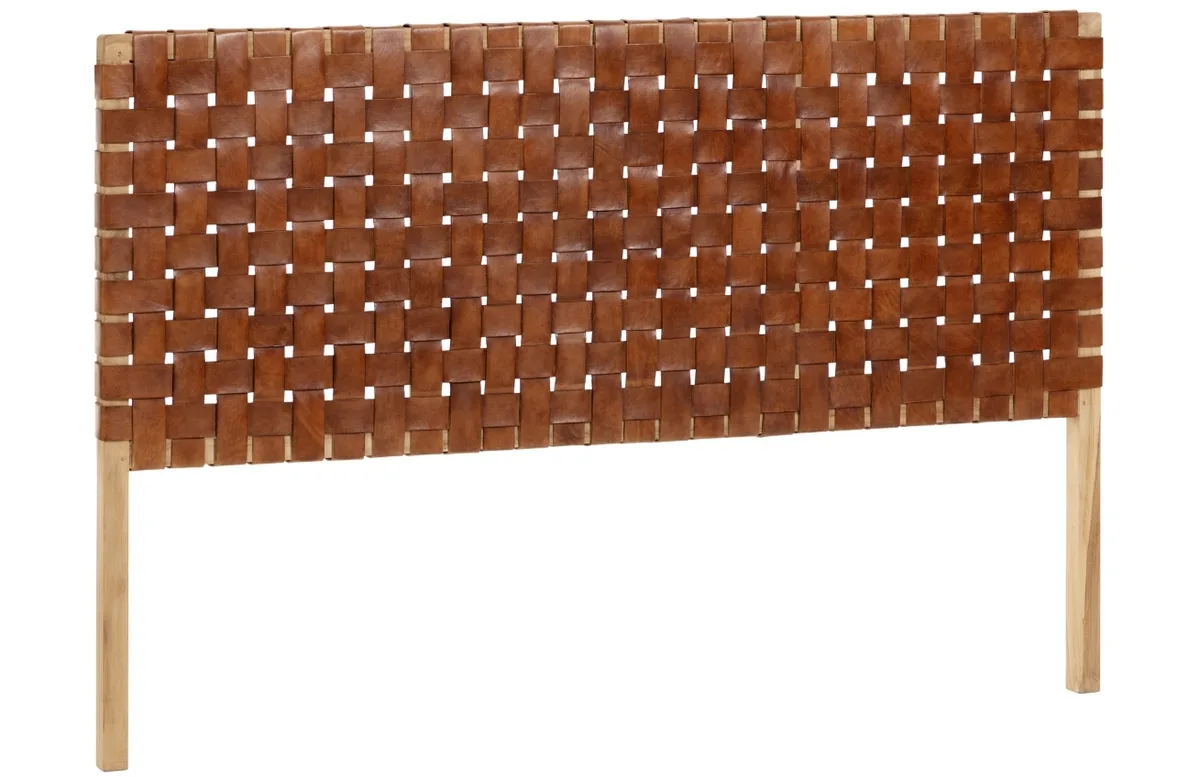 Kave Home Hnědé kožené čelo Calixta 153 x 110 cm