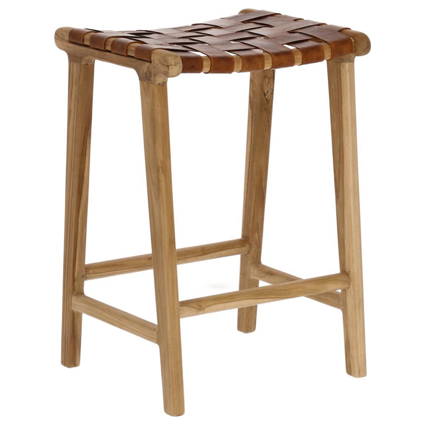 Hnědá kožená barová židle Kave Home Calixta 67 cm Kave Home