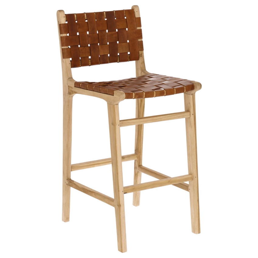 Hnědá kožená barová židle Kave Home Calixta 76 cm Kave Home