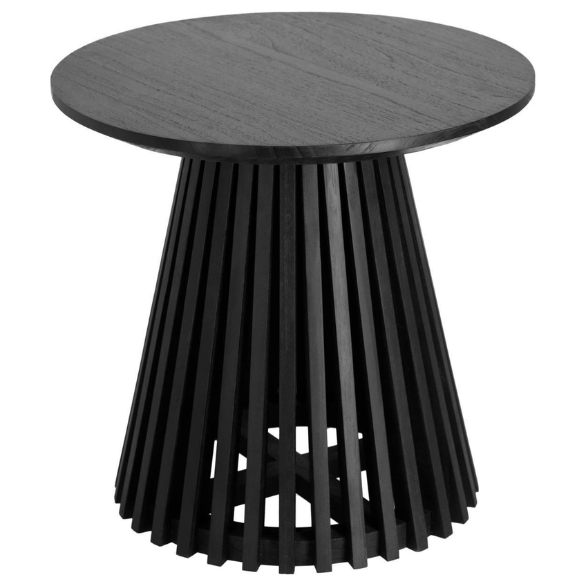 Černý dřevěný kulatý odkládací stolek Kave Home Jeanette 50 cm Kave Home