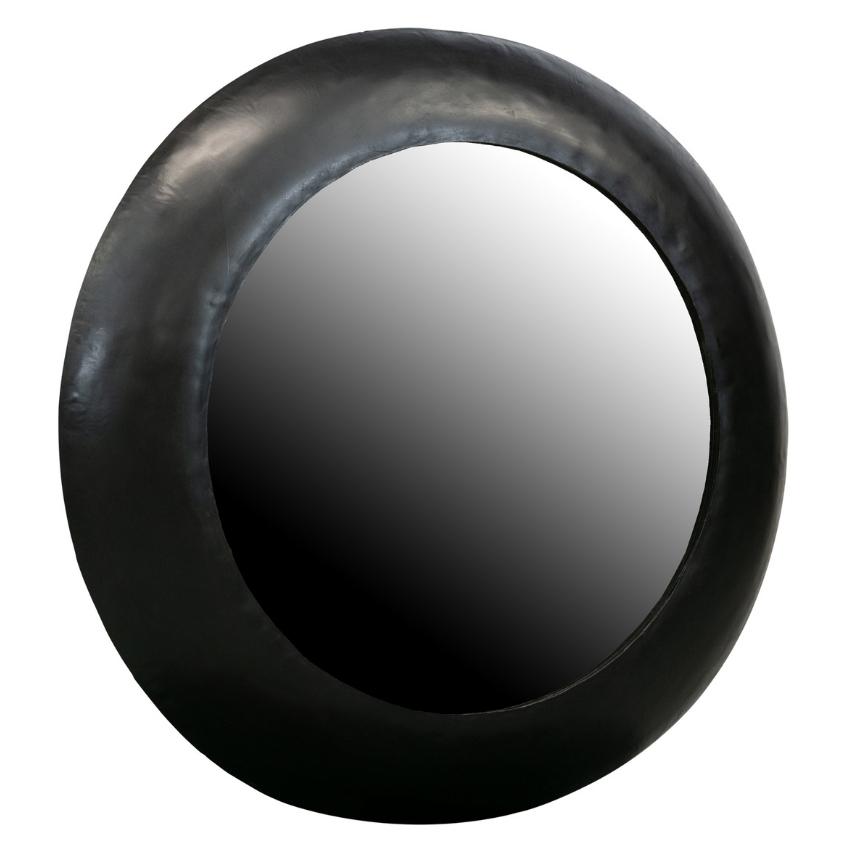 Hoorns Černé kovové závěsné zrcadlo Stew 75 cm Hoorns
