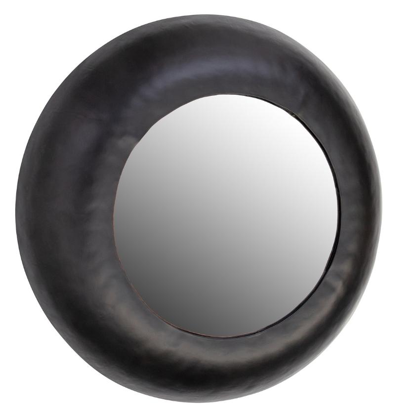 Hoorns Černé kovové závěsné zrcadlo Stew 50 cm Hoorns