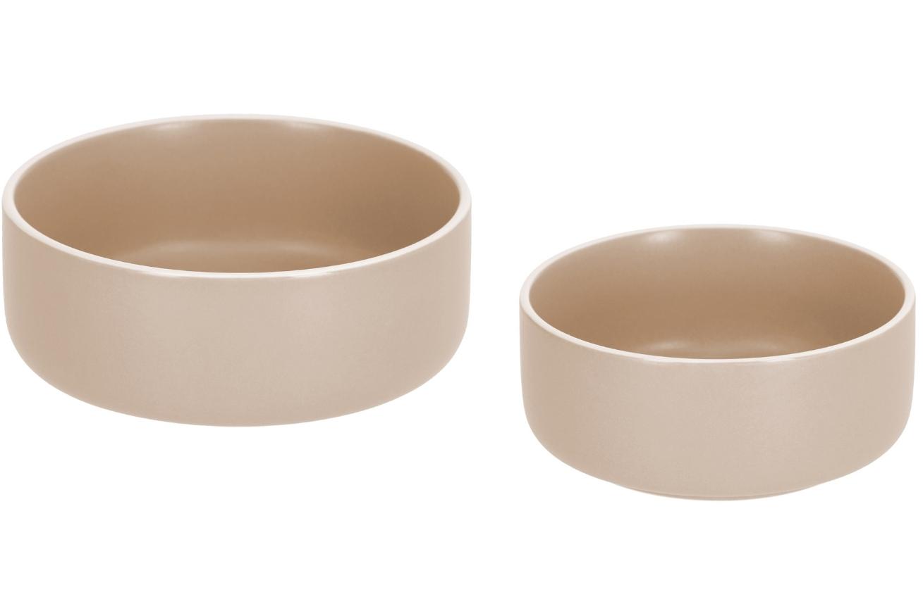 Sada dvou béžových porcelánových misek Kave Home Shun 12/14