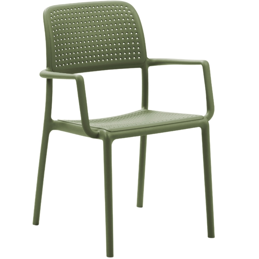 Nardi Zelená plastová zahradní židle Bora s područkami Nardi