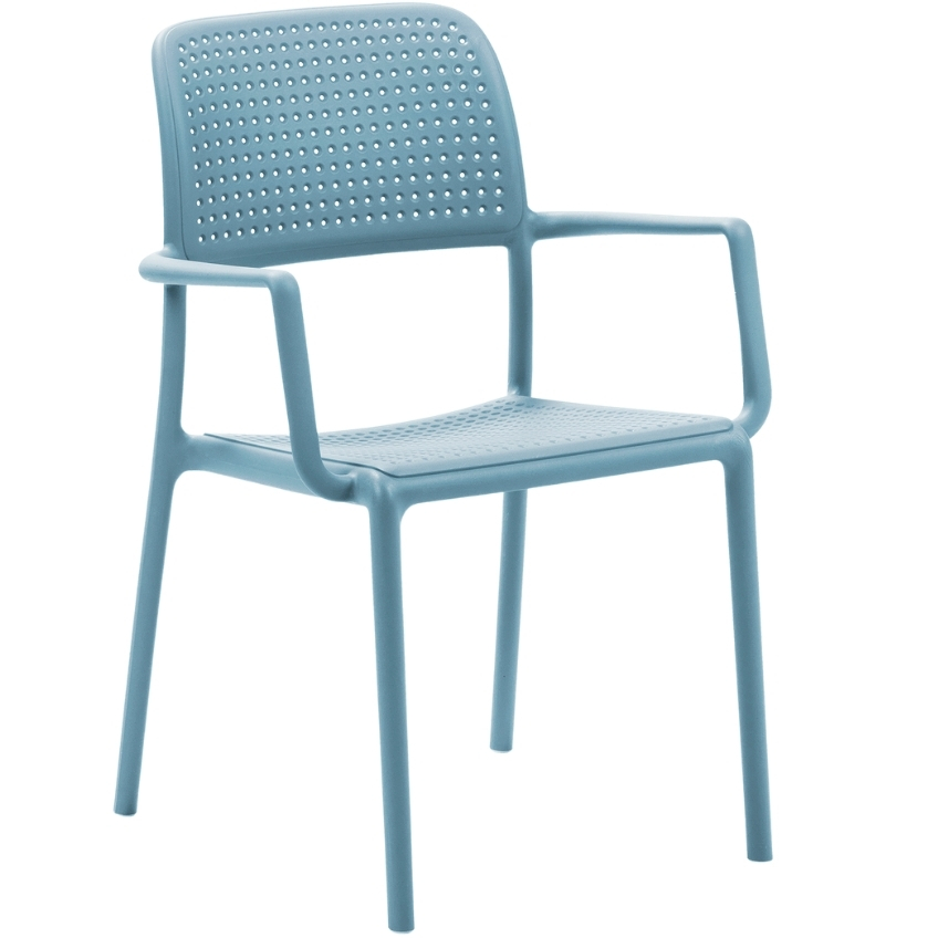 Nardi Světle modrá plastová zahradní židle Bora s područkami Nardi