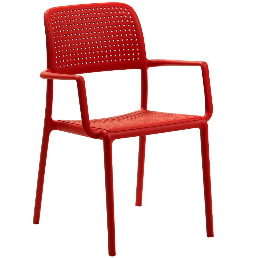 Nardi Červená plastová zahradní židle Bora s područkami Nardi