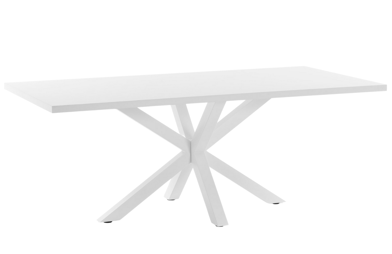 Bílý jídelní stůl Kave Home Argo 200 x 100 cm s bílou kovovou podnoží Kave Home