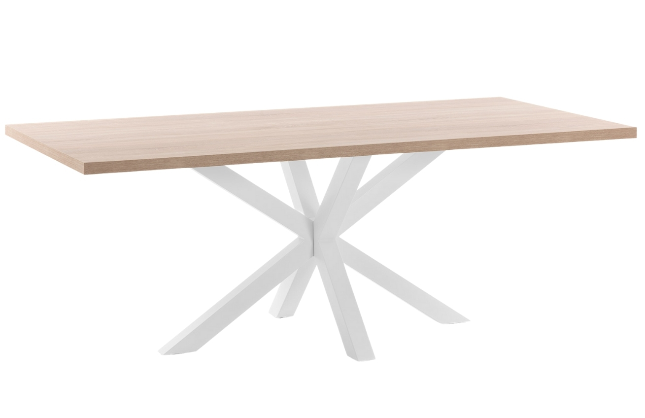 Dubový jídelní stůl Kave Home Argo 200 x 100 cm s bílou kovovou podnoží Kave Home
