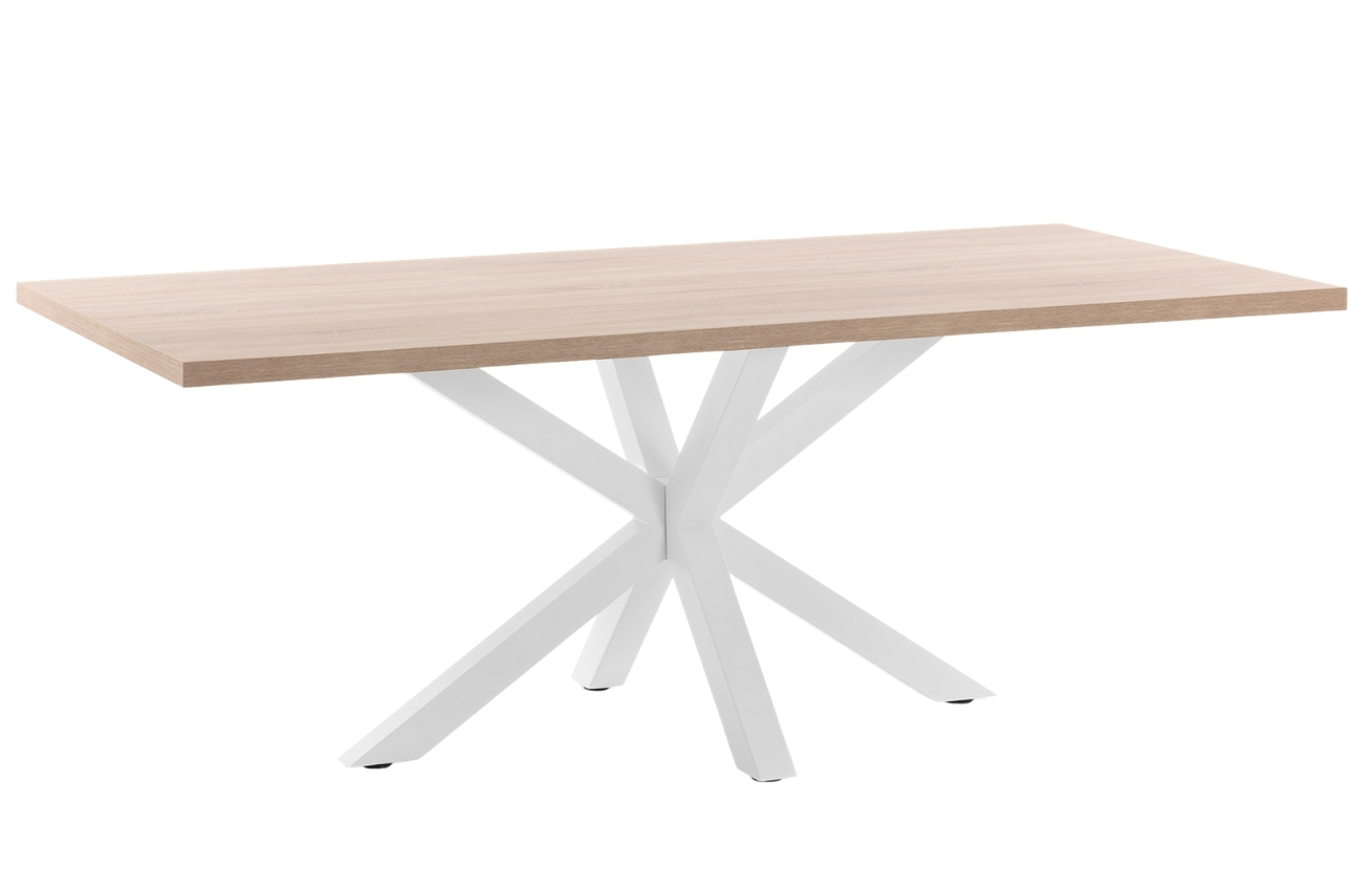 Dubový jídelní stůl Kave Home Argo 180 x 100 cm s bílou kovovou podnoží Kave Home