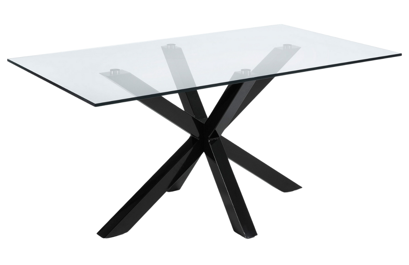 Skleněný jídelní stůl Kave Home Argo 180 x 100 cm s černou kovovou podnoží Kave Home