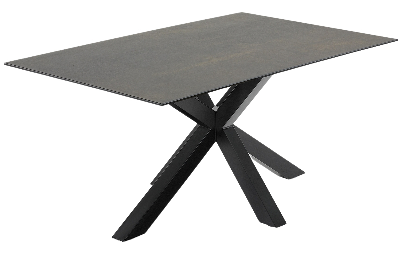 Černý keramický jídelní stůl Kave Home Argo 160 x 90 cm s černou kovovou podnoží Kave Home