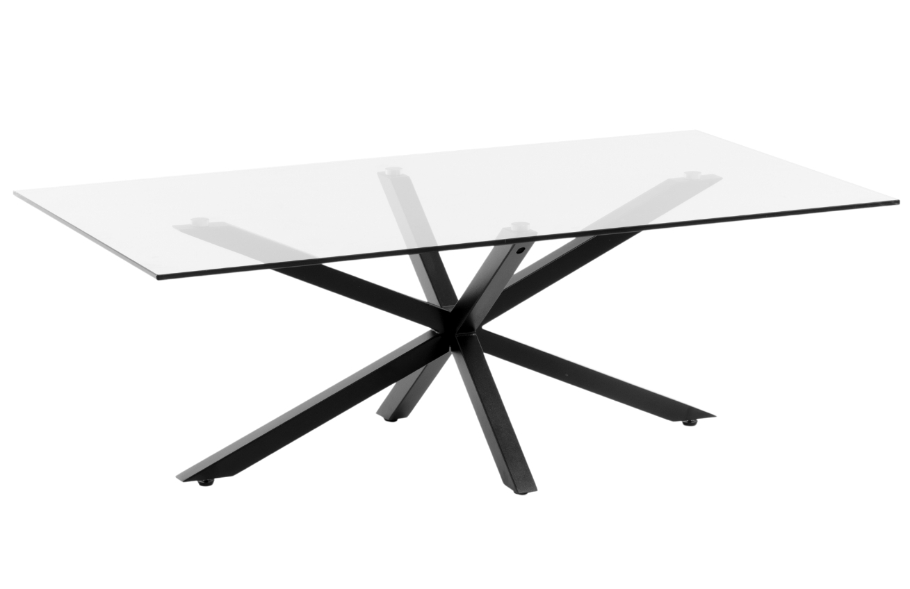 Skleněný konferenční stolek Kave Home Argo 130 x 70 cm s černou kovovou podnoží Kave Home