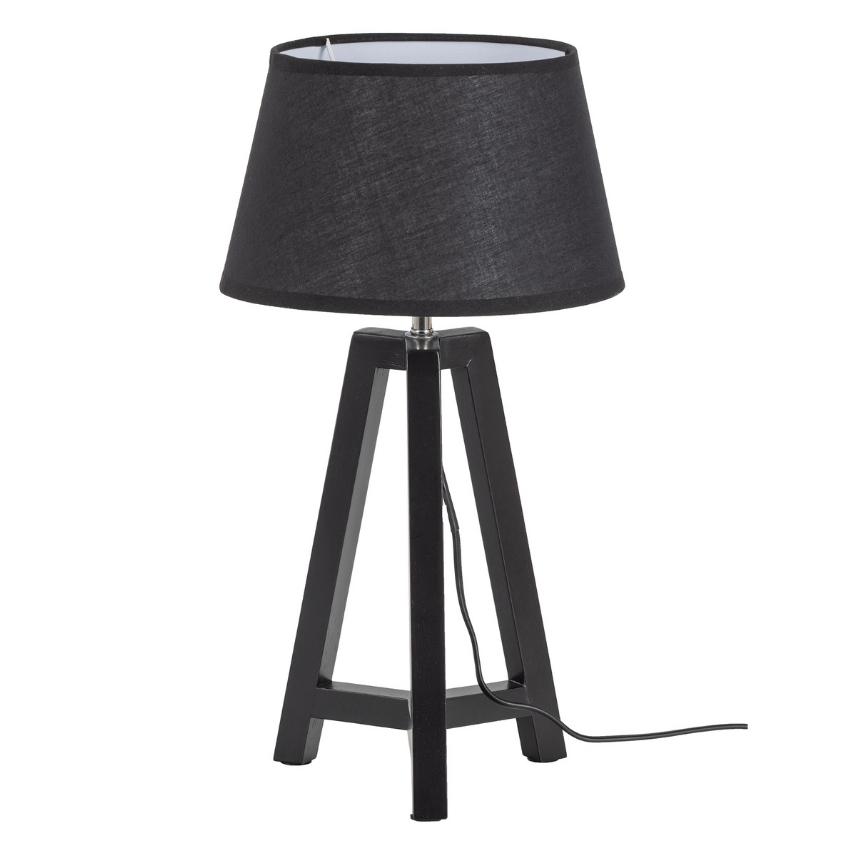 Hoorns Černá látková stolní lampa Driscoll s bambusovým podstavcem Hoorns