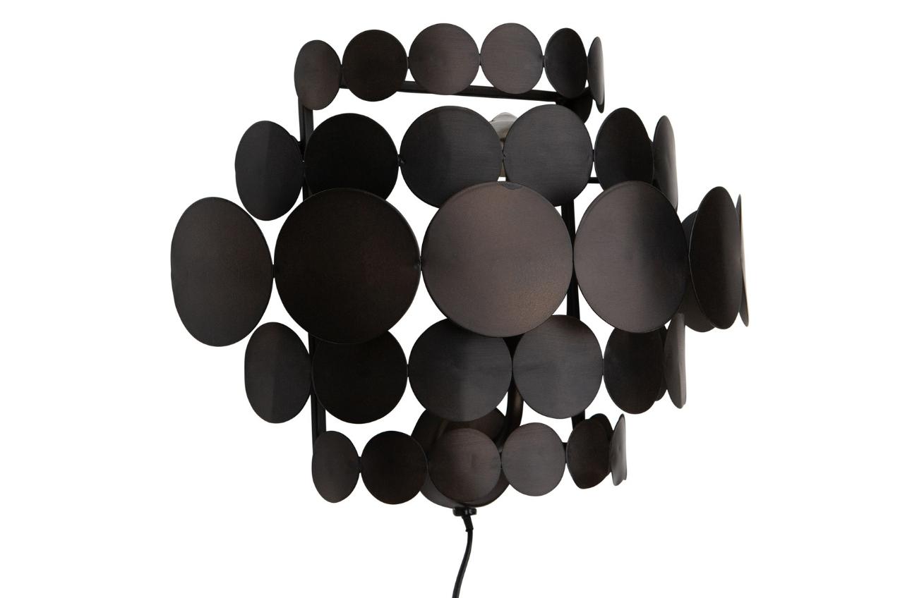 Hoorns Černé kovové nástěnné světlo Dots 37 cm Hoorns