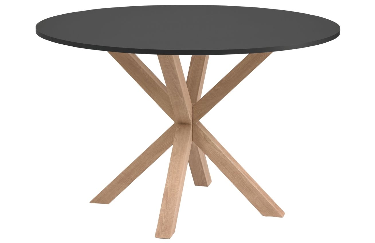 Černý lakovaný jídelní stůl Kave Home Argo 120 cm s přírodní kovovou podnoží Kave Home