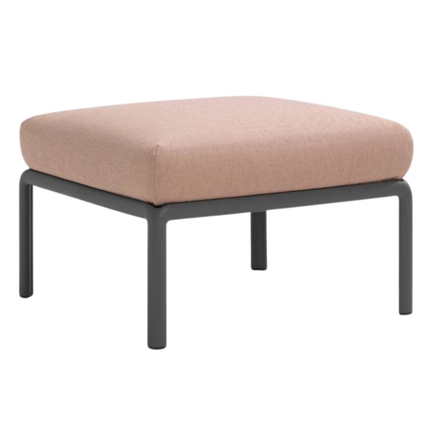 Nardi Růžová látková zahradní podnožka Komodo s tmavě šedou podnoží 72 x 72 cm Nardi