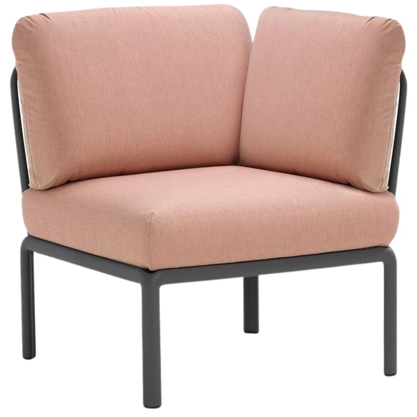 Nardi Růžový látkový zahradní rohový modul Komodo s tmavě šedou podnoží Nardi