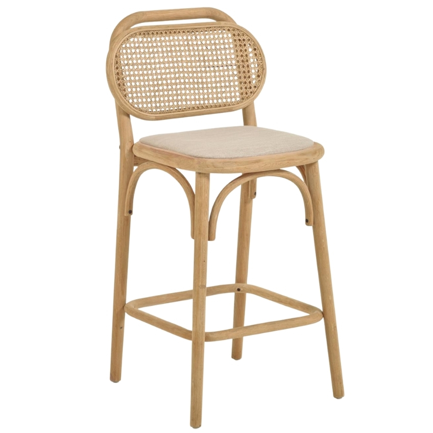 Dubová barová židle Kave Home Doriane s ratanovým opěradlem 65 cm Kave Home