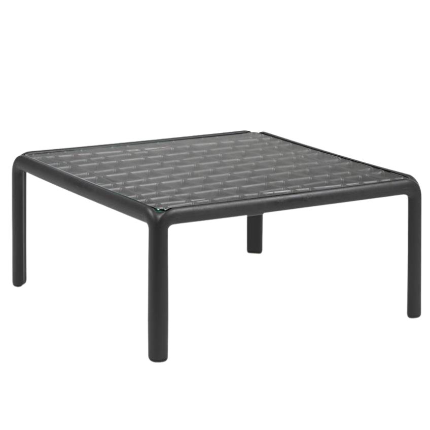 Nardi Antracitově šedý plastový zahradní konferenční stolek Komodo Tavolino Vetro 70 x 70 cm Nardi