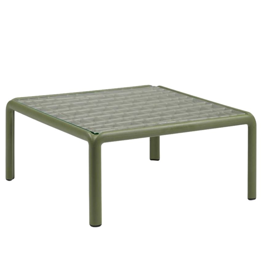 Nardi Zelený plastový zahradní konferenční stolek Komodo Tavolino Vetro 70 x 70 cm Nardi