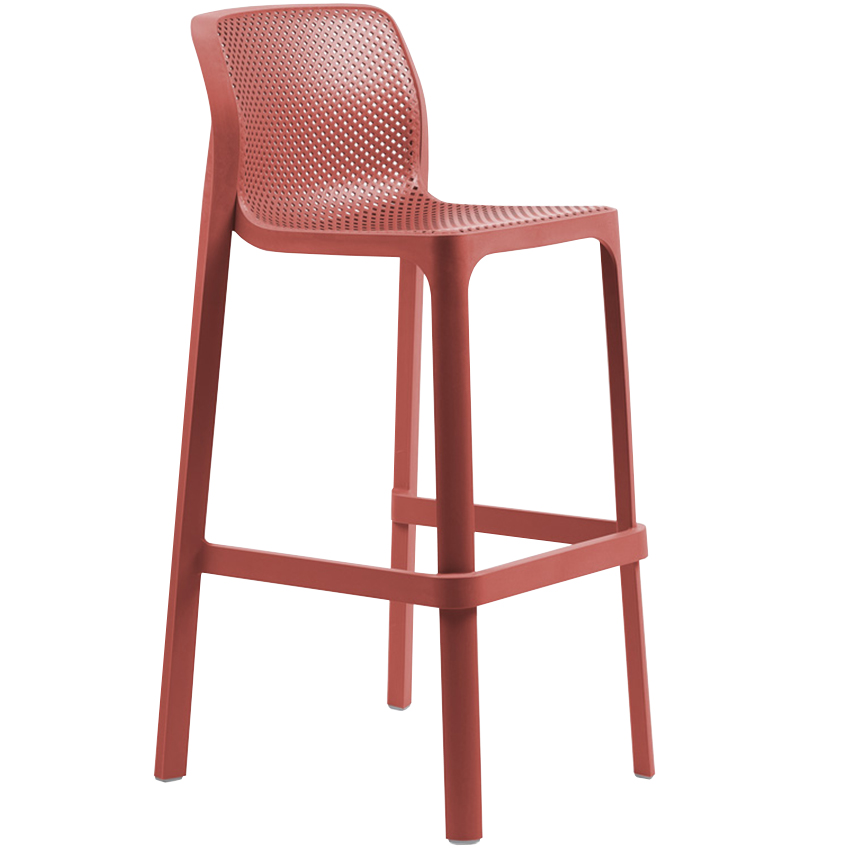 Nardi Korálově červená plastová zahradní barová židle Net 76 cm Nardi